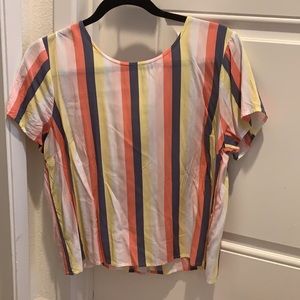 Striped A&F Blouse with Back Button Detailing